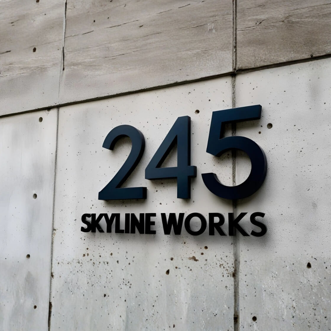 building-number-sign-for-245-skyline-works