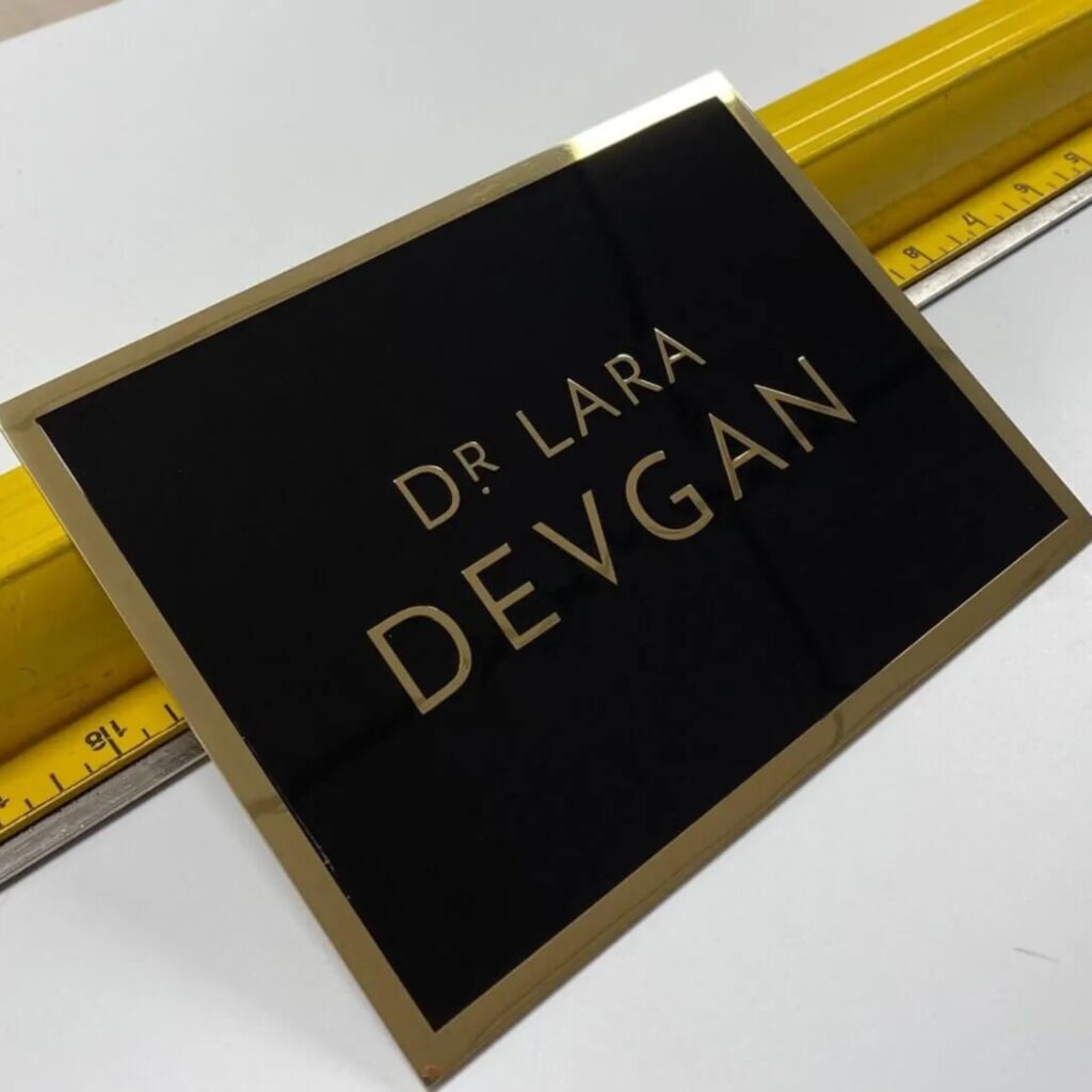 metal plaque for dr lara devgan