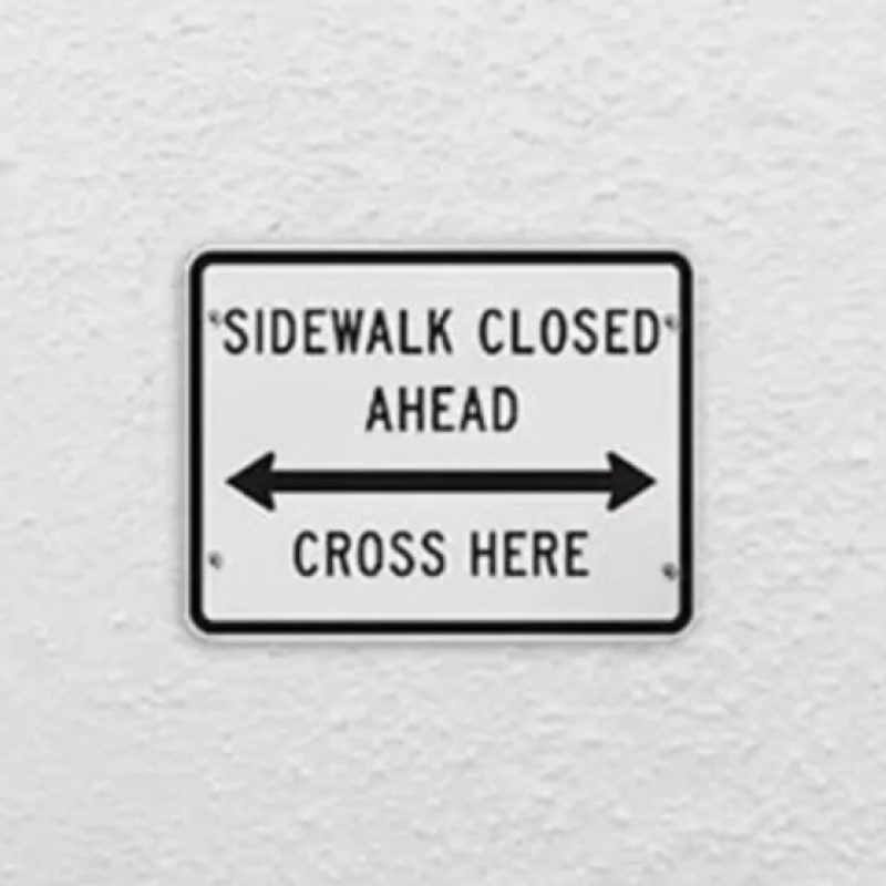 sidewalk closed ahead sign